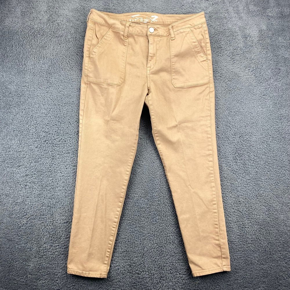 Seven7‎ Womens Ankle Pants Khaki Brown Utility Pockets Stretch Casual Career